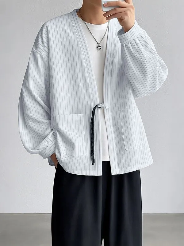 Men's Striped Colorblock Tie Long Sleeve Cardigan SKUL35249 sold by Incerunmen product image thumbnail 2