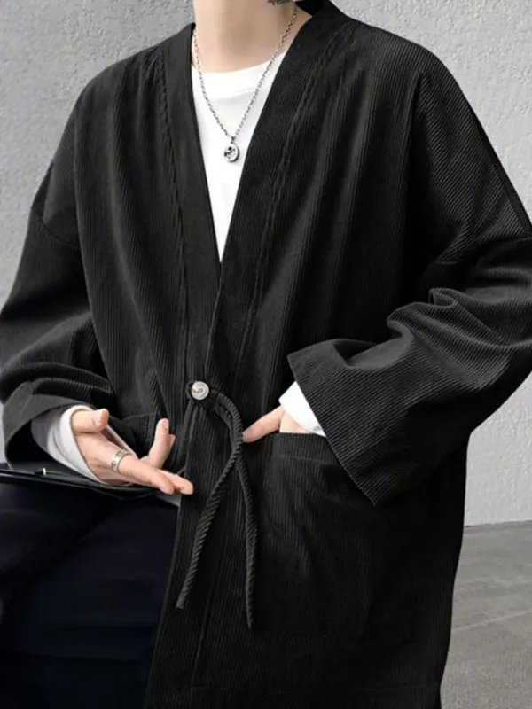 Men's Solid Texture Corduroy Long Sleeve Cardigan SKUL28336 sold by Incerunmen