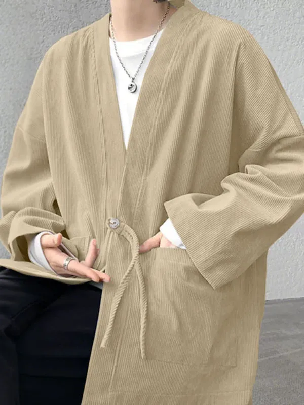 Men's Solid Texture Corduroy Long Sleeve Cardigan SKUL28336 sold by Incerunmen product image thumbnail 3