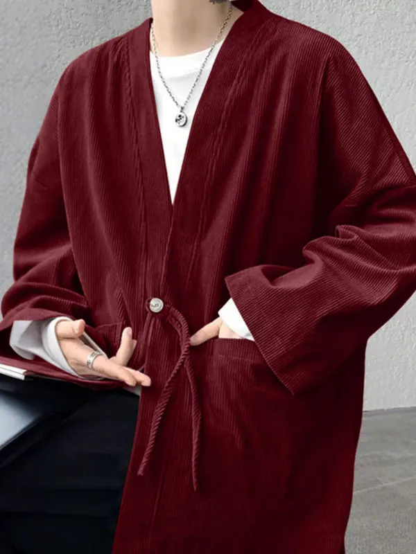 Men's Solid Texture Corduroy Long Sleeve Cardigan SKUL28336 sold by Incerunmen product image thumbnail 2