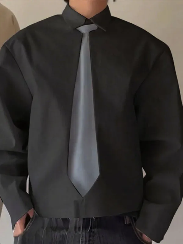 Men's Solid Tie-Shaped Cut Long Sleeve Shirt SKUL34010 sold by Incerunmen