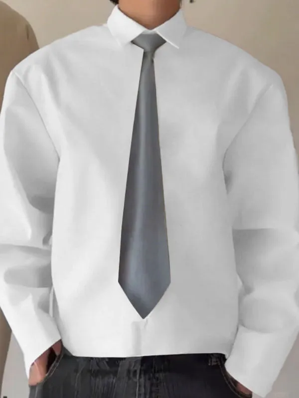 Men's Solid Tie-Shaped Cut Long Sleeve Shirt SKUL34010 sold by Incerunmen product image thumbnail 2