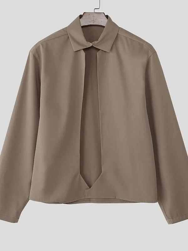 Men's Solid Tie-Shaped Cut Long Sleeve Shirt SKUL34010 sold by Incerunmen product image thumbnail 4