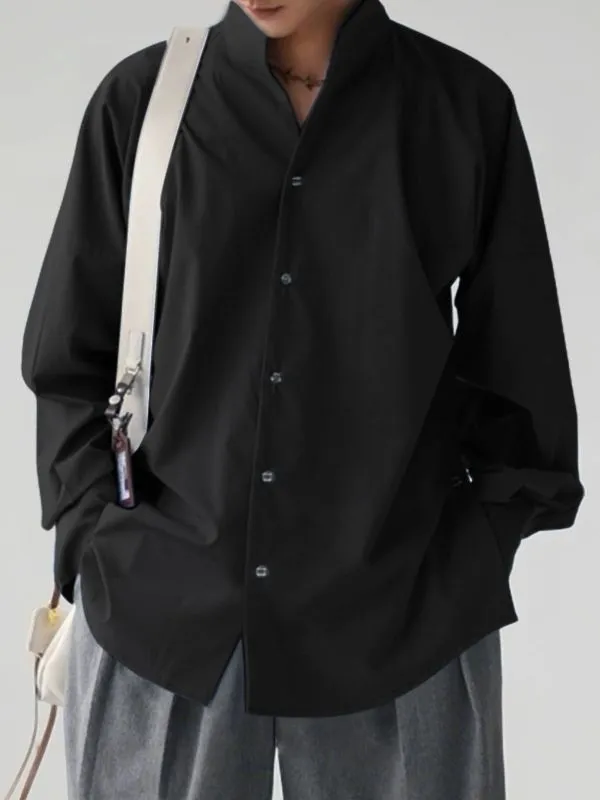 Men's Asymmetrical Waist Stand Collar Long Sleeve Shirt SKUL35137 sold by Incerunmen