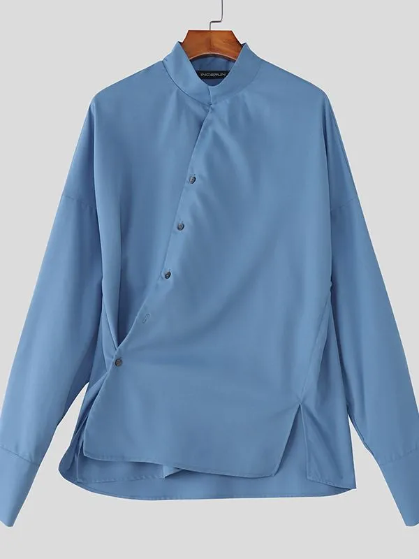 Men's Asymmetrical Waist Stand Collar Long Sleeve Shirt SKUL35137 sold by Incerunmen product image thumbnail 4