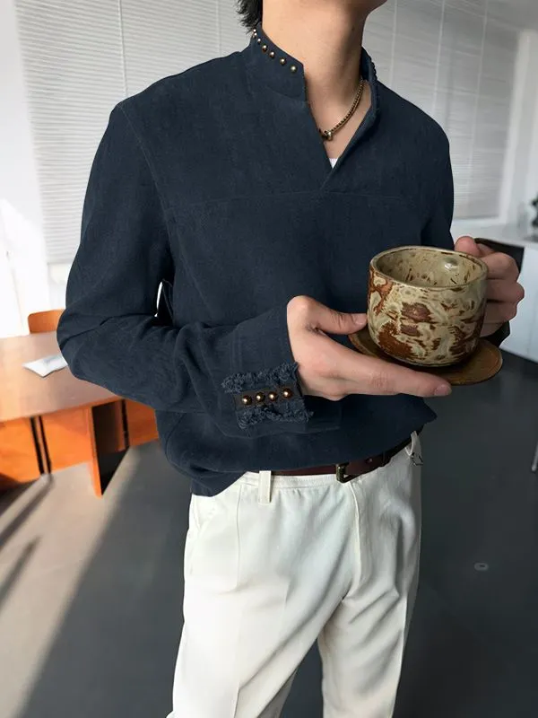 Men's Metal Stud Decor Long Sleeve T-Shirt SKUL29729 sold by Incerunmen product image thumbnail 2