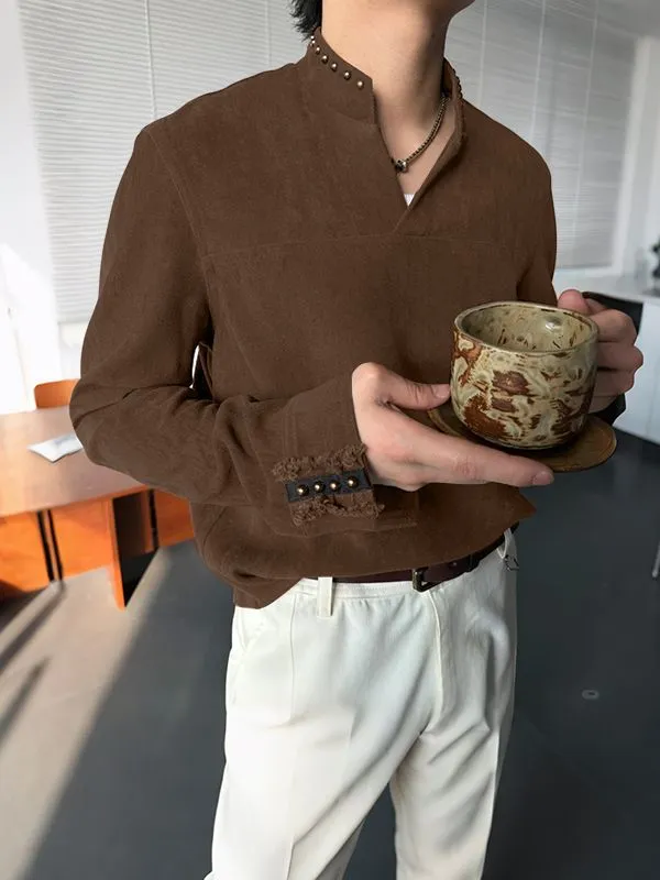 Men's Metal Stud Decor Long Sleeve T-Shirt SKUL29729 sold by Incerunmen product image thumbnail 3