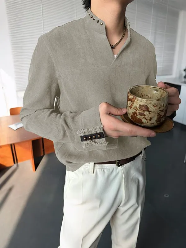 Men's Metal Stud Decor Long Sleeve T-Shirt SKUL29729 sold by Incerunmen