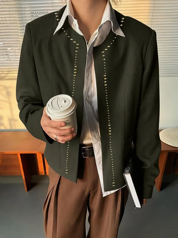 Men's Solid Casual Metal Trim Long Sleeve Jacket SKUL29738 sold by Incerunmen product image thumbnail 3