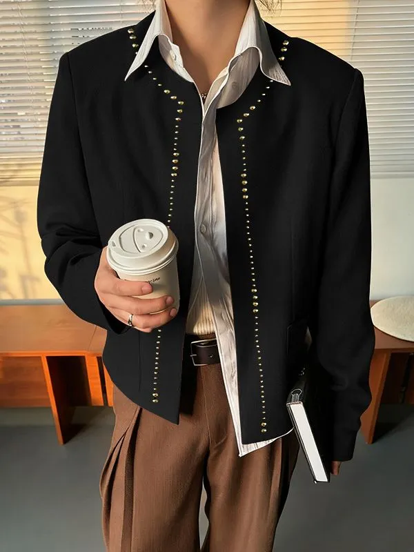 Men's Solid Casual Metal Trim Long Sleeve Jacket SKUL29738 sold by Incerunmen product image thumbnail 2