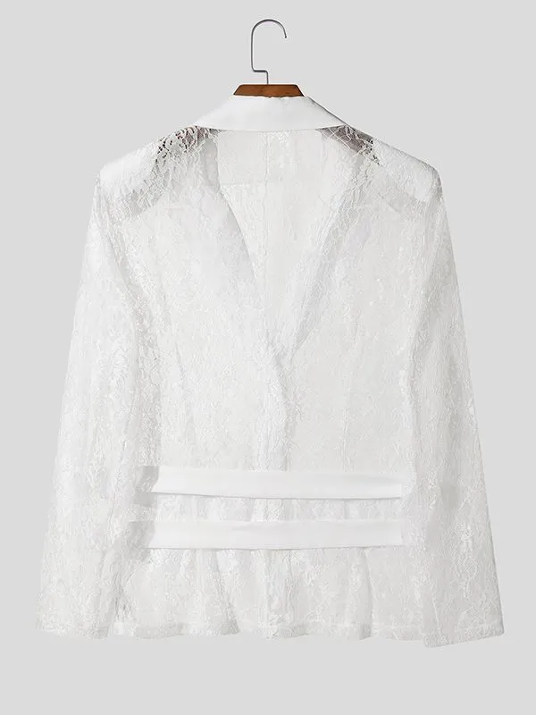 Men's Sheer Lace Waist Long Sleeve Blazer SKUL31873 sold by Incerunmen product image thumbnail 3