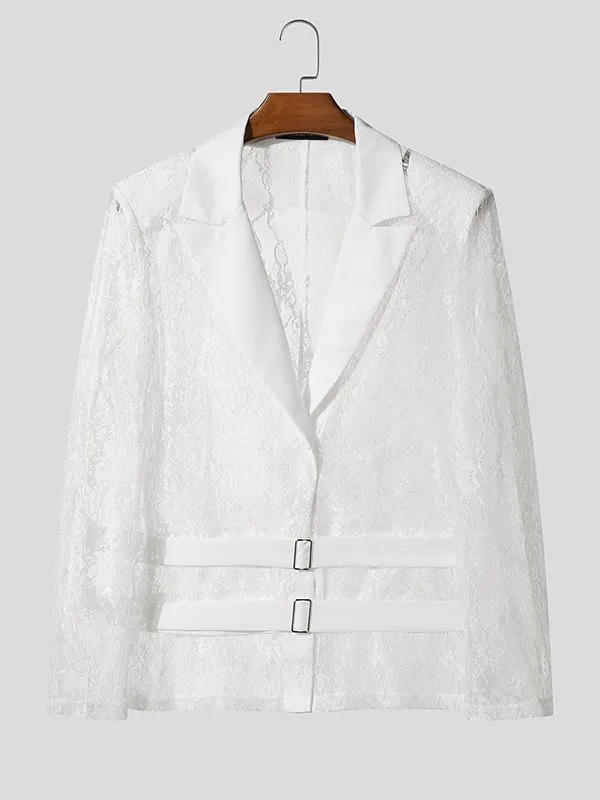 Men's Sheer Lace Waist Long Sleeve Blazer SKUL31873 sold by Incerunmen product image thumbnail 2