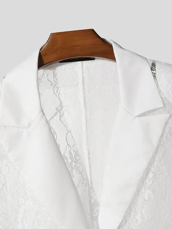 Men's Sheer Lace Waist Long Sleeve Blazer SKUL31873 sold by Incerunmen product image thumbnail 4