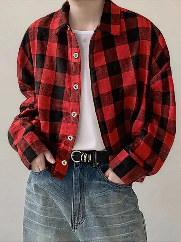 Men's Plaid Colorblock Long Sleeve Shirt SKUL32785 sold by Incerunmen