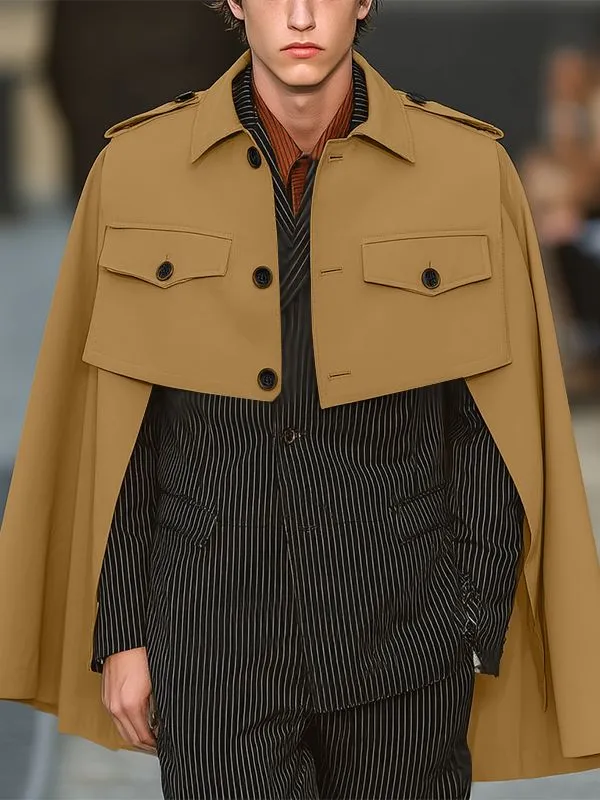 Men's Solid Deconstructed Cropped Cloak SKUL29726 sold by Incerunmen product image thumbnail 3