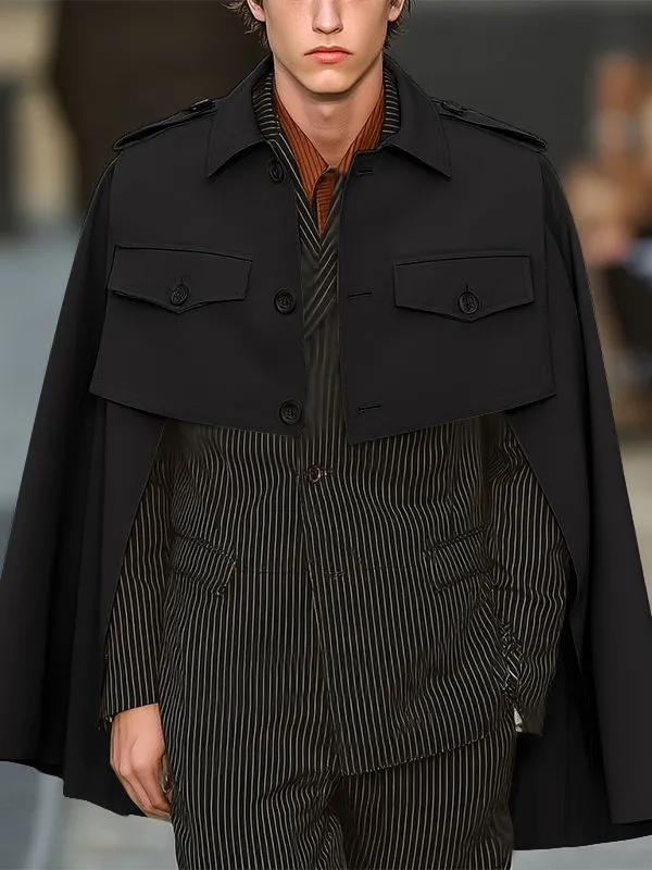 Men's Solid Deconstructed Cropped Cloak SKUL29726 sold by Incerunmen