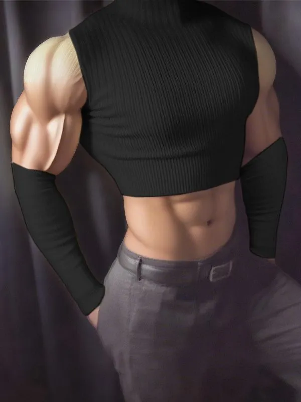 Men's Solid Texture Cropped T-Shirt SKUL28379 sold by Incerunmen