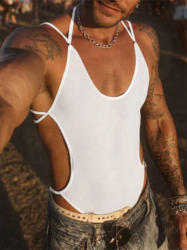 Men's Sheer Backless Bodysuit SKUL22307 sold by Incerunmen