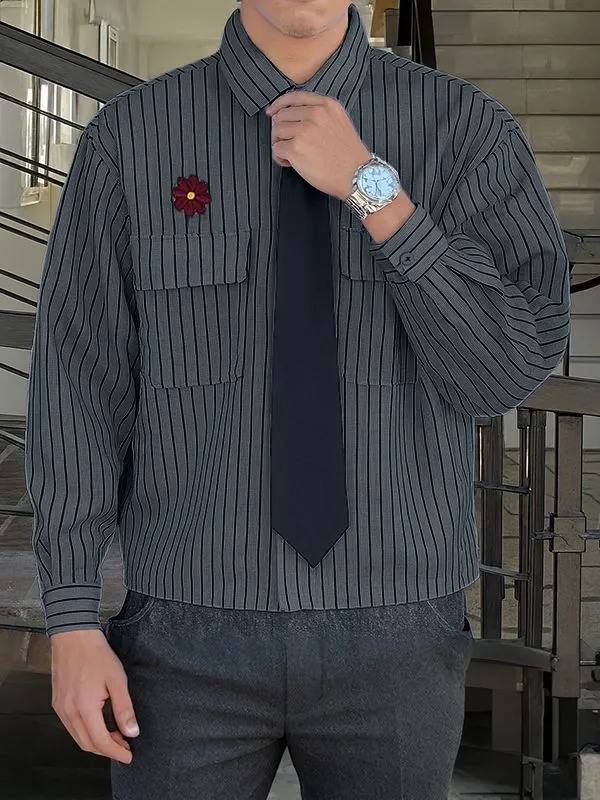 Men's Striped Tie Long Sleeve Shirt SKUL31915 sold by Incerunmen