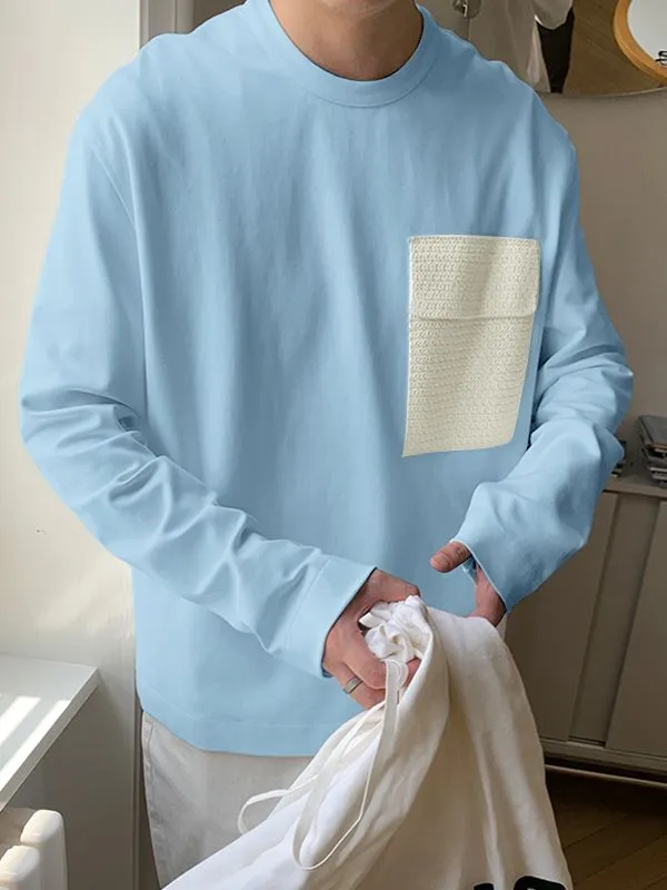 Men's Contrast Pocket Casual Long Sleeve T-Shirt SKUL32973 sold by Incerunmen