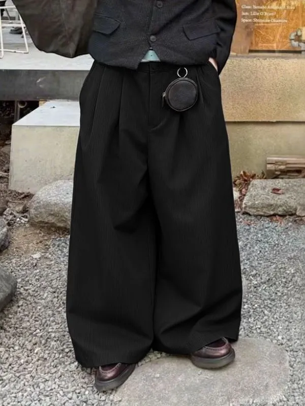 Men's Solid Color Textured Wide Leg Casual Pant SKUL30591 sold by Incerunmen