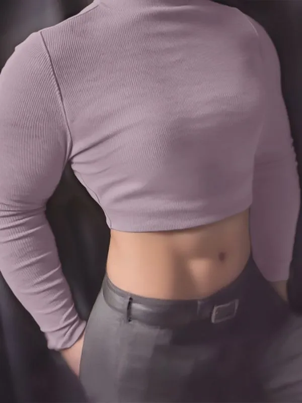 Men's Solid Color Textured Cropped Long Sleeve T-Shirt SKUL28381 sold by Incerunmen product image thumbnail 3