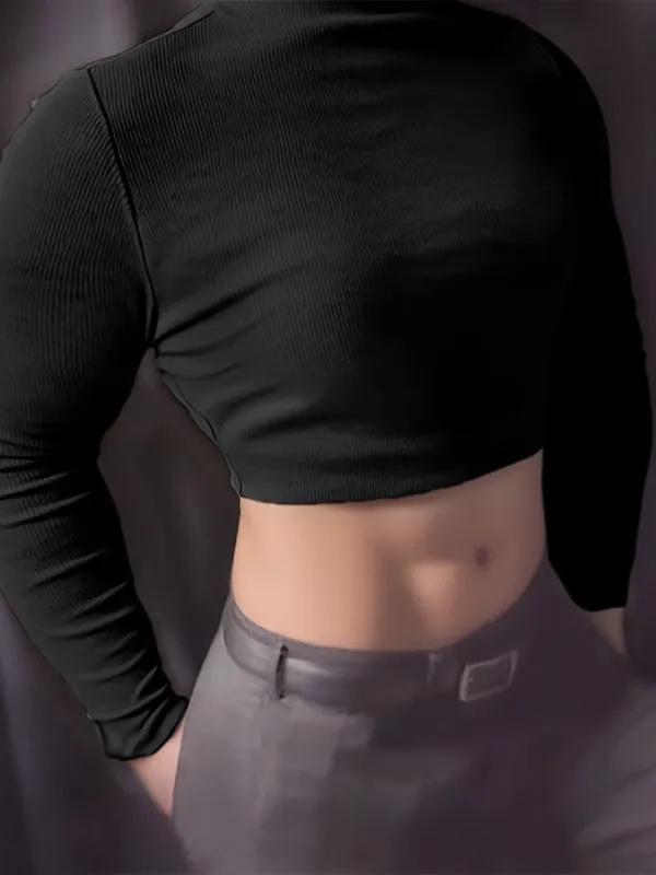 Men's Solid Color Textured Cropped Long Sleeve T-Shirt SKUL28381 sold by Incerunmen