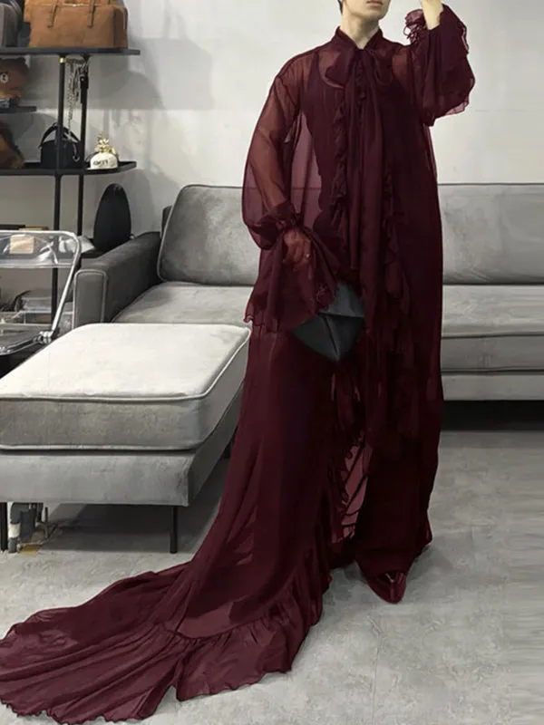 Men's Ruffled Patchwork Sheer Mesh Long Sleeve Shirt SKUL27365 sold by Incerunmen product image thumbnail 5