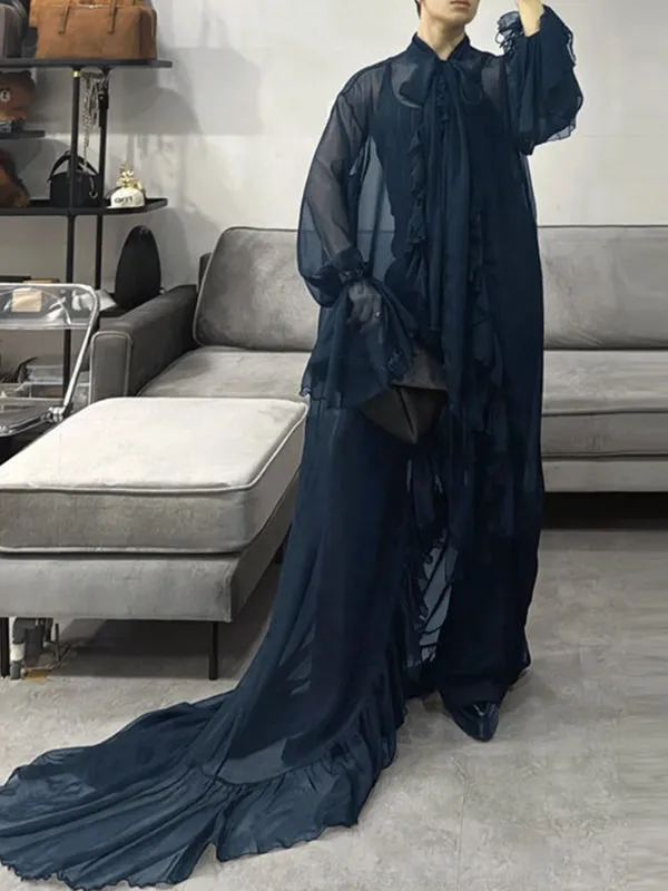 Men's Ruffled Patchwork Sheer Mesh Long Sleeve Shirt SKUL27365 sold by Incerunmen product image thumbnail 3