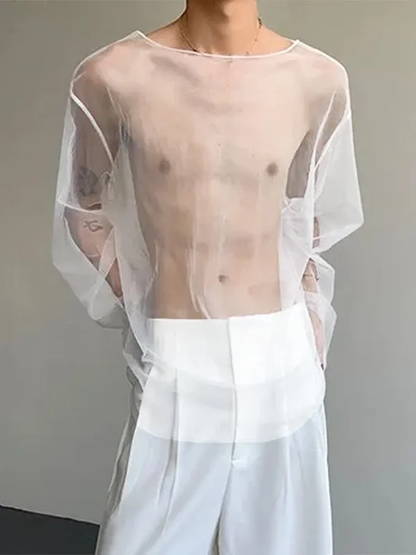 Men's Sheer Mesh Loose Long Sleeve T-Shirt SKUL29790 sold by Incerunmen product image thumbnail 2