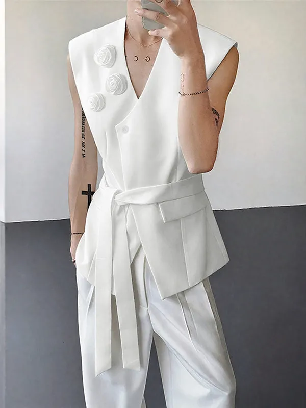 Men's 3D Floral Decor Casual Waistcoat SKUL26081 sold by Incerunmen