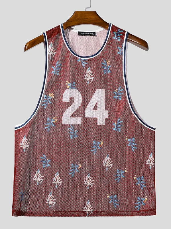 Men's Number Print Sheer Mesh Tank SKUL15093 sold by Incerunmen product image thumbnail 4