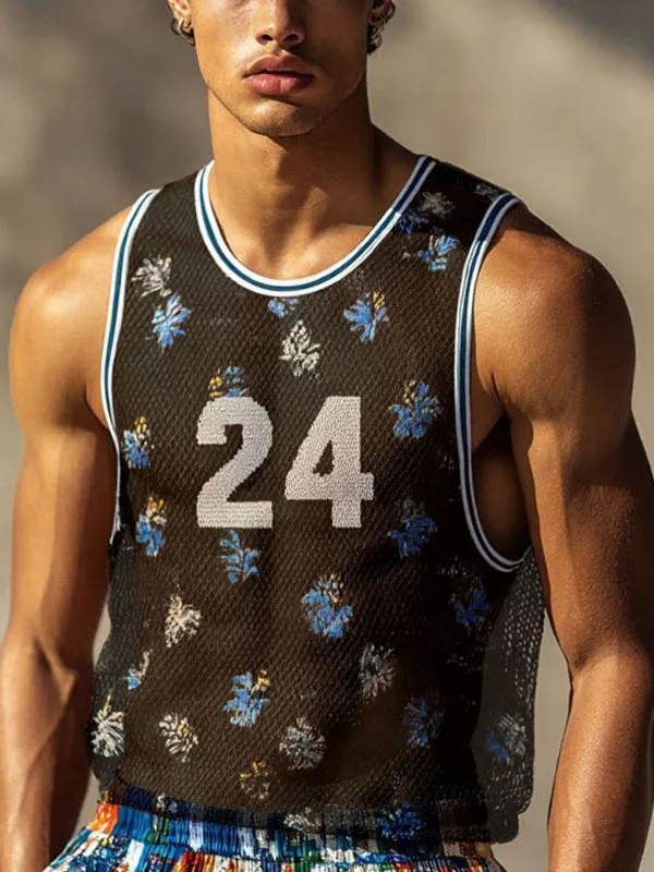 Men's Number Print Sheer Mesh Tank SKUL15093 sold by Incerunmen