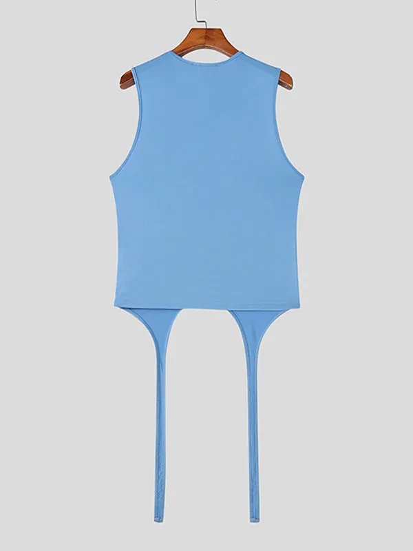 Men's Solid Color Irregular Cut Casual Tank SKUL25110 sold by Incerunmen product image thumbnail 5