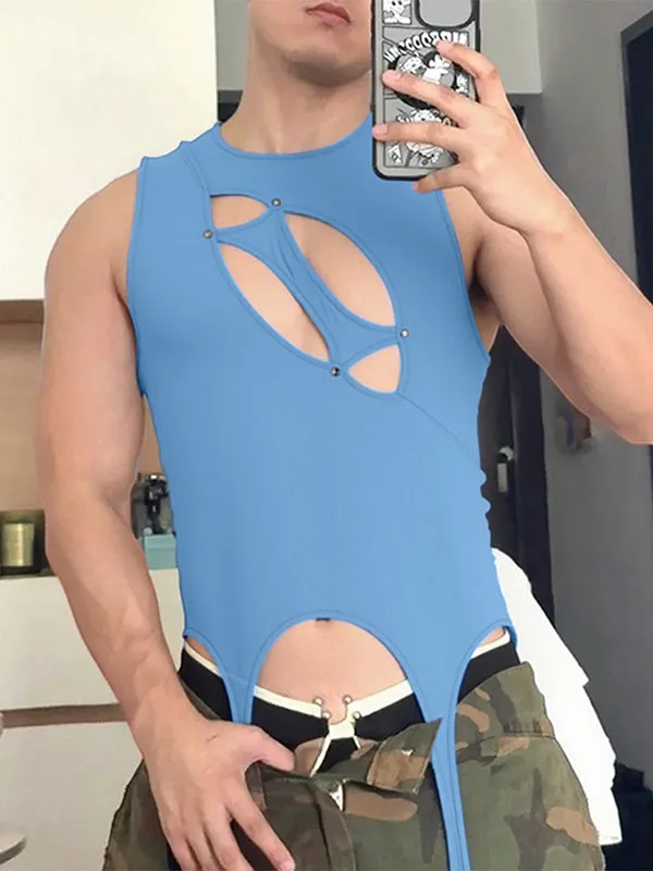 Men's Solid Color Irregular Cut Casual Tank SKUL25110 sold by Incerunmen product image thumbnail 3