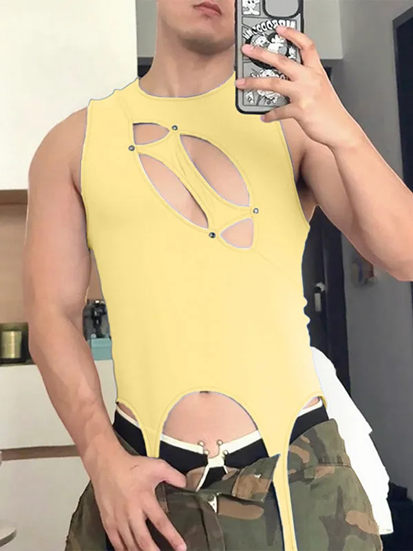 Men's Solid Color Irregular Cut Casual Tank SKUL25110 sold by Incerunmen product image thumbnail 2