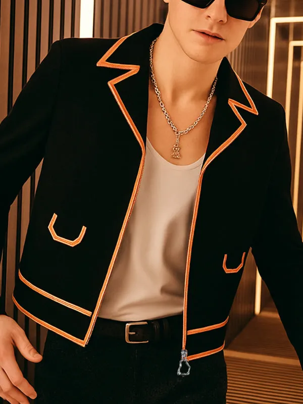 Men's Contrast Edge Casual Long Sleeve Jacket SKUL26089 sold by Incerunmen