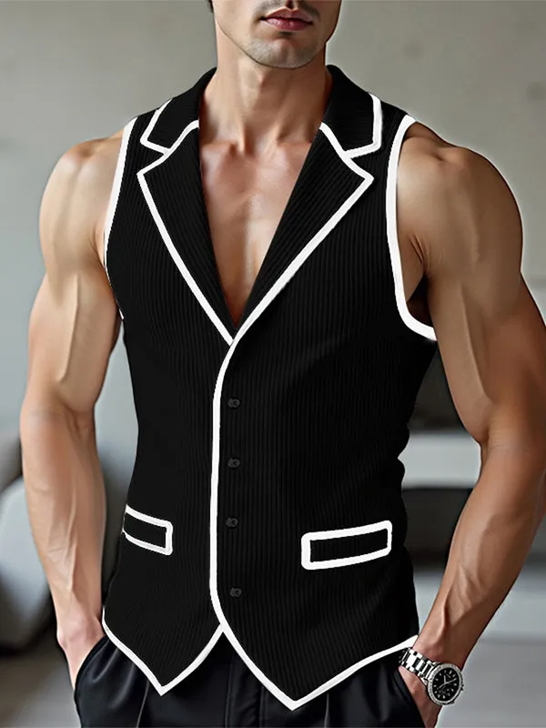 Men's Bold Striped Contrast Casual Waistcoat SKUL31255 sold by Incerunmen