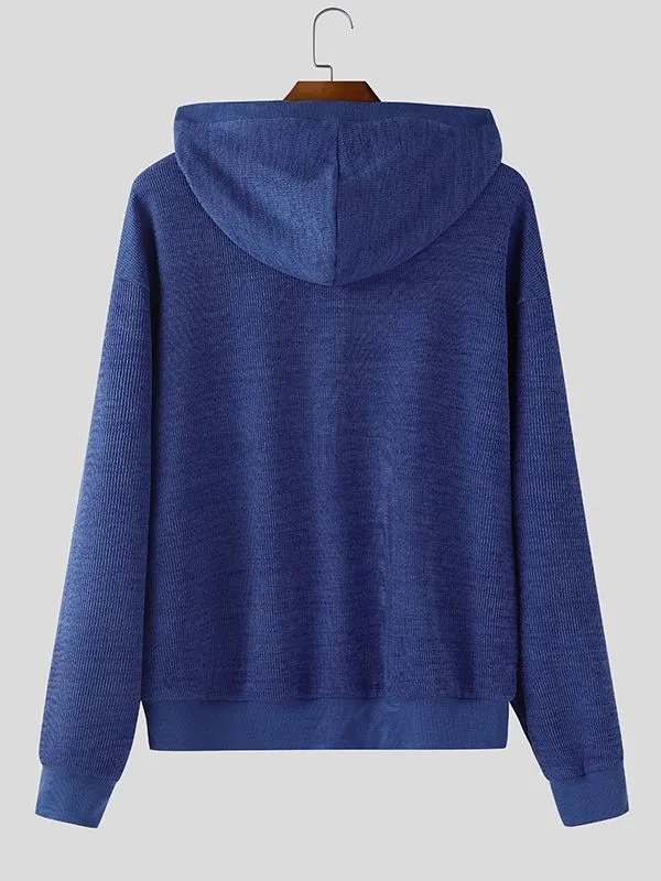 Men's Solid Color Textured Hooded Long Sleeve Sweater SKUL30571 sold by Incerunmen product image thumbnail 5