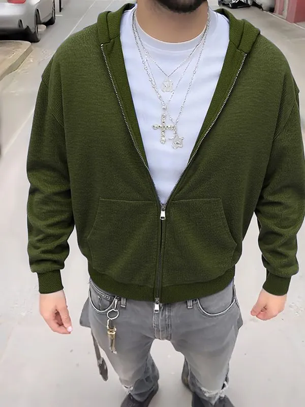 Men's Solid Color Textured Hooded Long Sleeve Sweater SKUL30571 sold by Incerunmen product image thumbnail 2