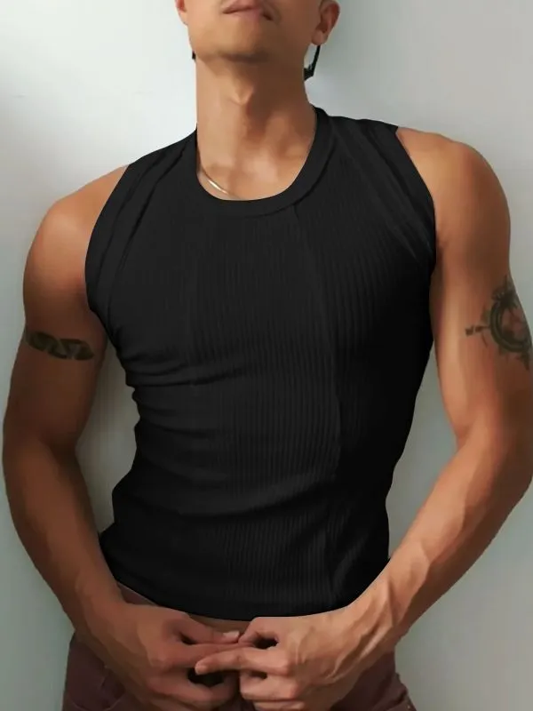 Men's Solid Color Textured Casual Tank SKUL30568 sold by Incerunmen