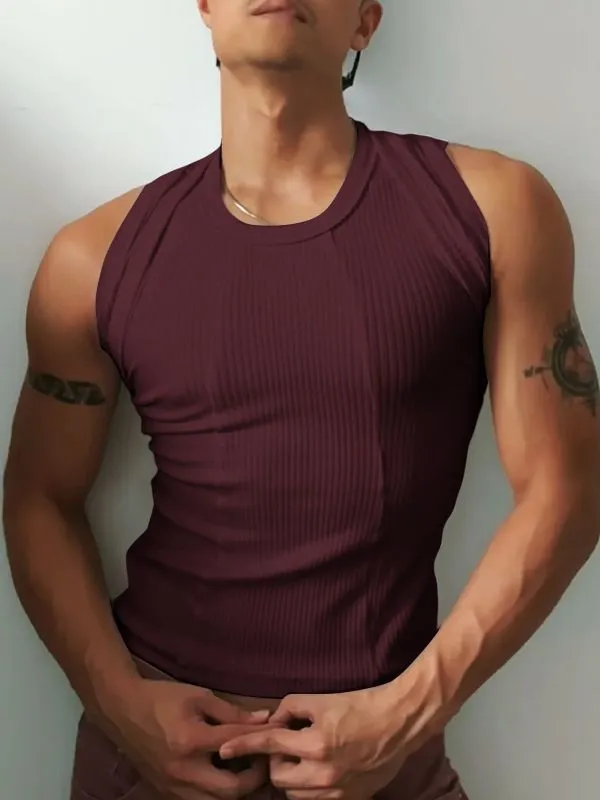 Men's Solid Color Textured Casual Tank SKUL30568 sold by Incerunmen product image thumbnail 5