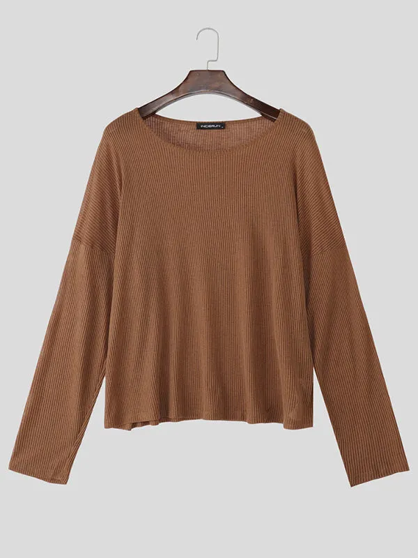 Men's Solid Color Textured Long Sleeve T-Shirt SKUL30550 sold by Incerunmen product image thumbnail 4