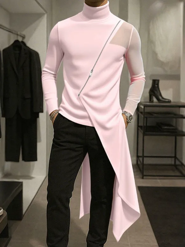 Men's One Side Long Hem Sheer Mesh Long Sleeve T-Shirt SKUL26092 sold by Incerunmen product image thumbnail 3