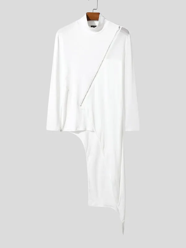 Men's One Side Long Hem Sheer Mesh Long Sleeve T-Shirt SKUL26092 sold by Incerunmen product image thumbnail 4