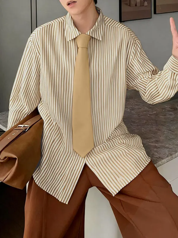 Men's Stripe Tie Long Sleeve Shirt SKUL30528 sold by Incerunmen