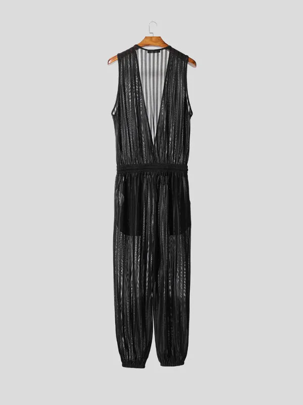 Men's Solid Sheer Casual Jumpsuit SKUL21184 sold by Incerunmen product image thumbnail 4