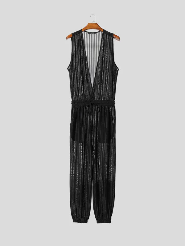 Men's Solid Sheer Casual Jumpsuit SKUL21184 sold by Incerunmen product image thumbnail 3