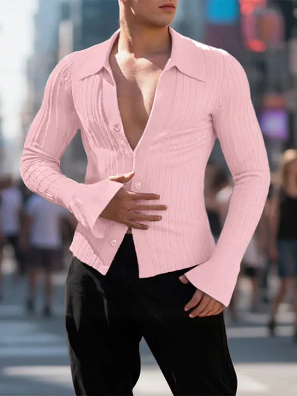 Men's Solid Textured Flared Long Sleeve Cardigan SKUL27437 sold by Incerunmen product image thumbnail 3