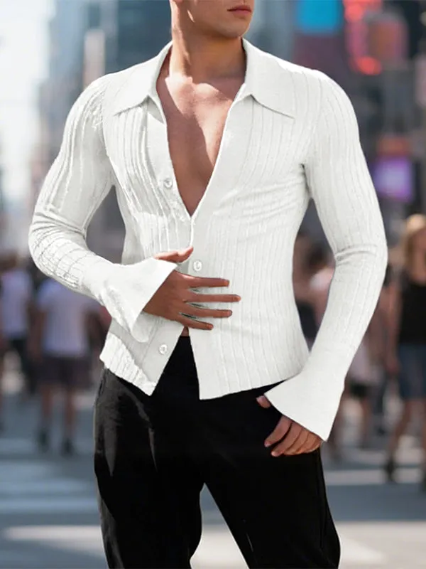 Men's Solid Textured Flared Long Sleeve Cardigan SKUL27437 sold by Incerunmen product image thumbnail 2